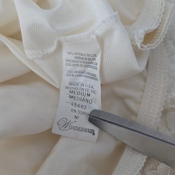 Movie Star Wondermaid Lot of 2 Slip Skirt Ivory Black Lace Medium‎ Antron Nylon - Picture 13 of 16